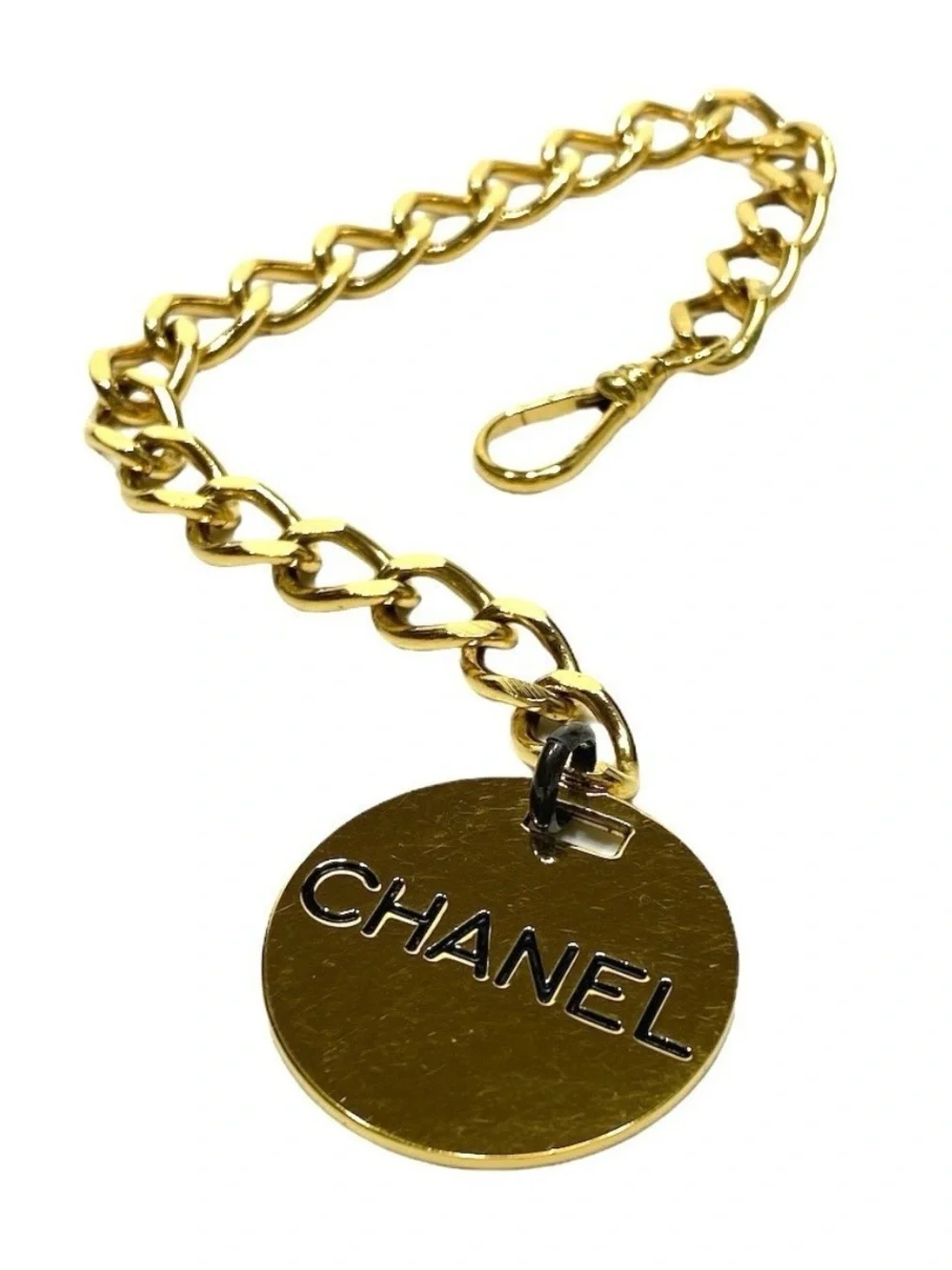 Authentic Vintage CHANEL Gold Chain CHANEL PARIS Medallion Bag Charm Keychain